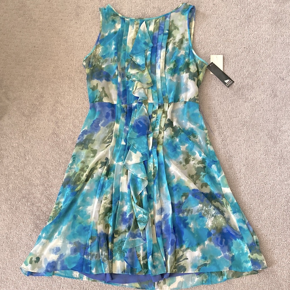 Adrianna Papell chiffon cascade ruffle dress, 14.